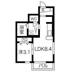 FOLUNA I・II(1LDK/1階)の間取り写真