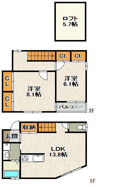 グリーンカーサ(2LDK/1階)の間取り写真