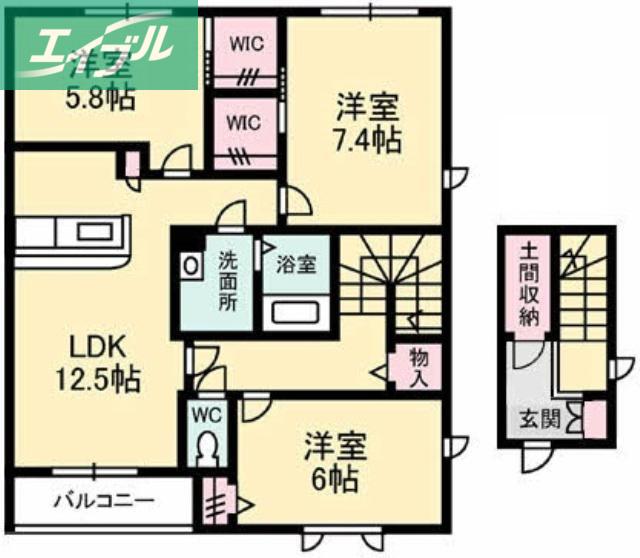 ベイパートレイル(3LDK/2階)の間取り写真