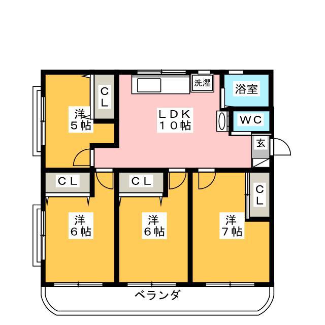 第6コーポサンキョー(4LDK/4階)の間取り写真