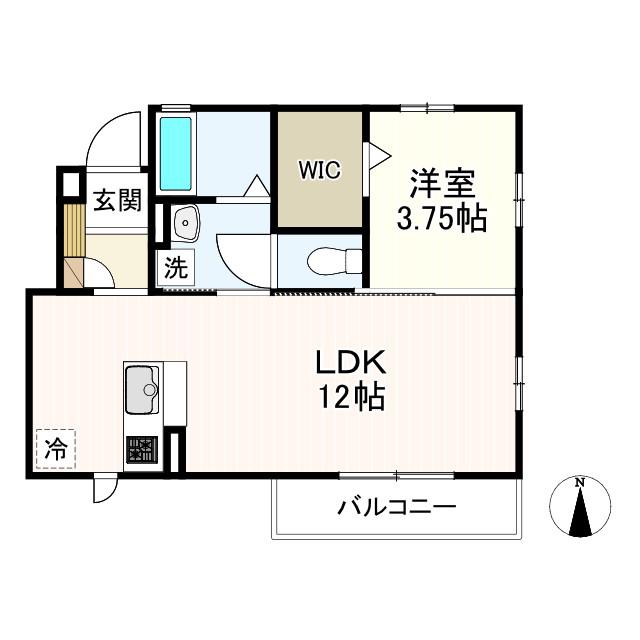 ボヌール C棟(1LDK/1階)の間取り写真