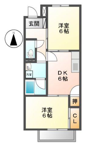 メゾン瑞浪 II(2DK/2階)の間取り写真
