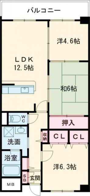 リヴィエール・デュ・ノール(3LDK/4階)の間取り写真