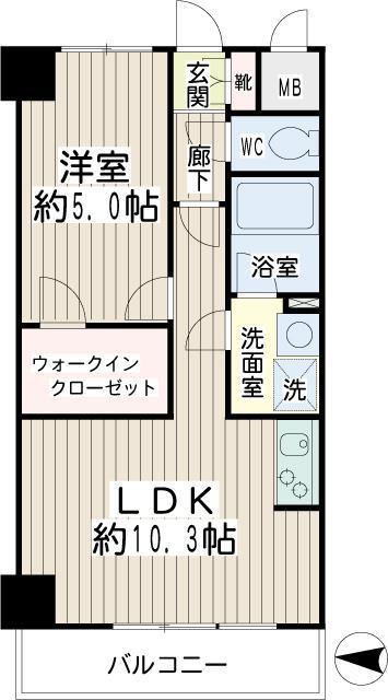 コゥジーコート寺山(1LDK/5階)の間取り写真