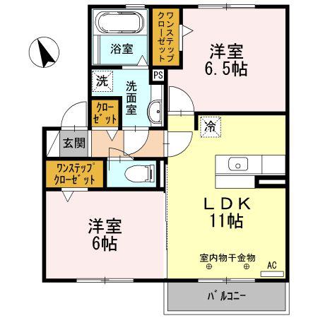 ルミエール三滝(2LDK/1階)の間取り写真