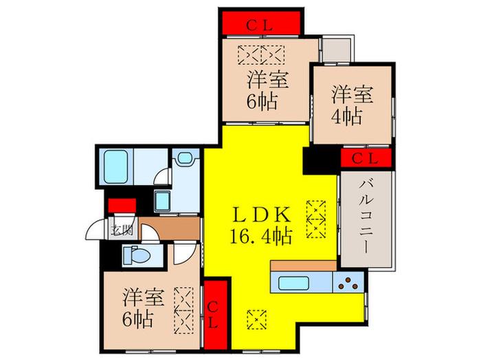 グランデージ池田栄本町(3LDK/3階)の間取り写真