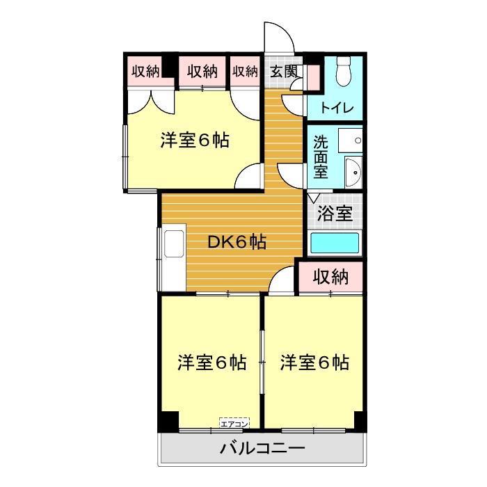 山の田ヒルズ(3DK/1階)の間取り写真