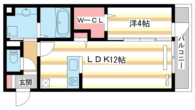 シャンドゥフルール(1LDK/2階)の間取り写真