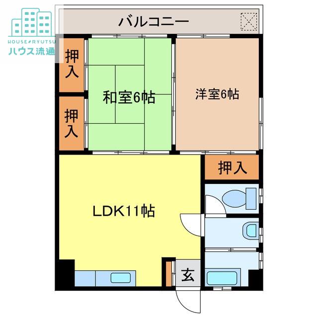 野口ビル(2LDK/5階)の間取り写真
