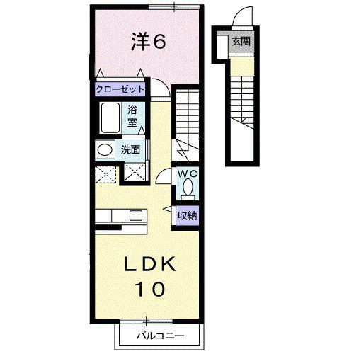 サプリーム2(1LDK/2階)の間取り写真