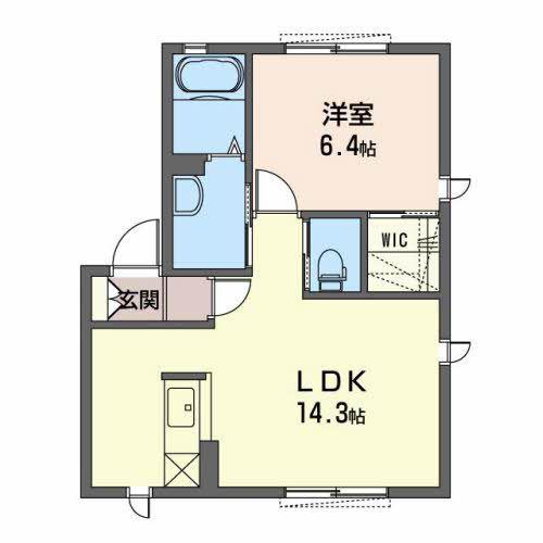 グレースビュー幸(1LDK/1階)の間取り写真