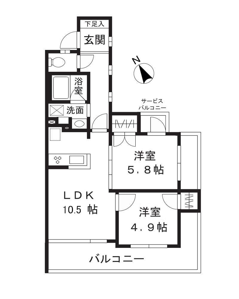 琳和ロイヤルコート(2LDK/2階)の間取り写真
