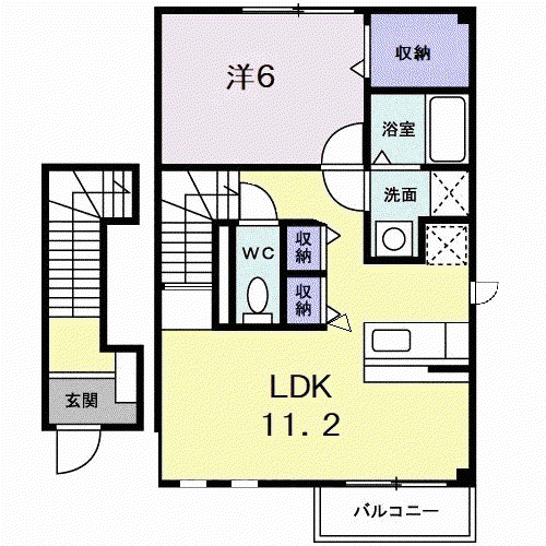 キャプリコートB(1LDK/2階)の間取り写真
