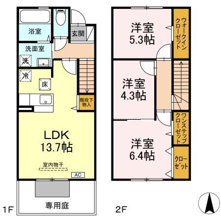 D-ROOM学研都市BCB棟(3LDK/1階)の間取り写真