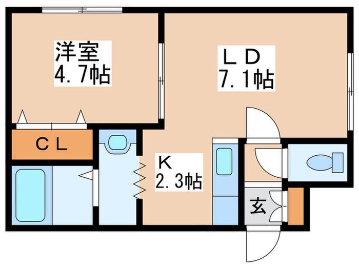 ルミエール 月寒東57(1LDK/2階)の間取り写真