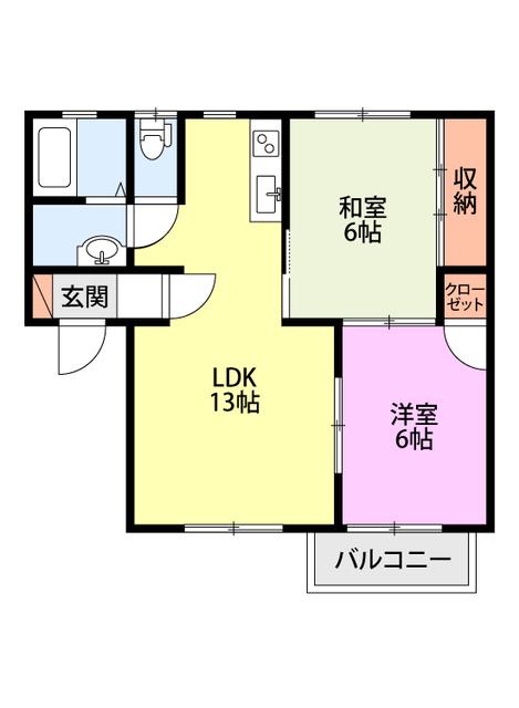 アトラス小針C(2LDK/2階)の間取り写真