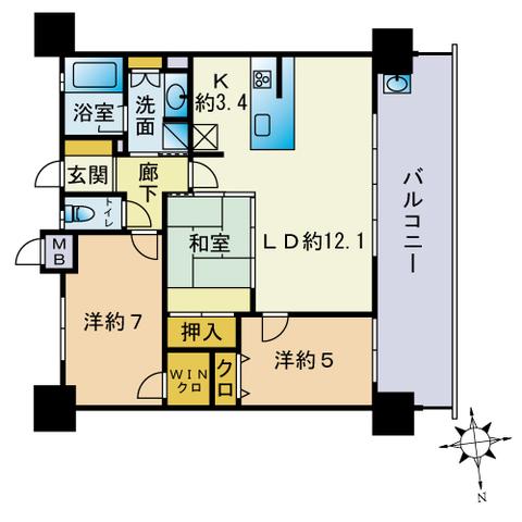 エイリックスタイル小笹センターマーク(3LDK/2階)の間取り写真