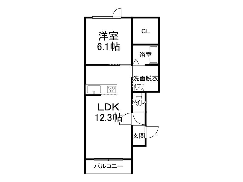 デスパシオII(1LDK/3階)の間取り写真