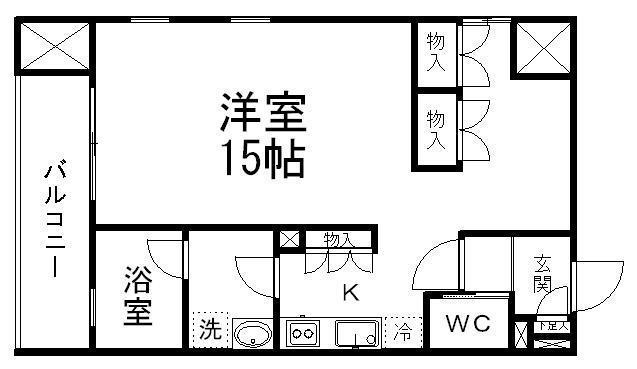 ヴィアーレ勾当台II(ワンルーム/6階)の間取り写真