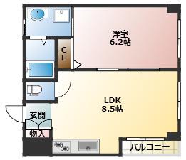 中天マンション(1LDK/1階)の間取り写真