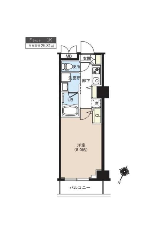 TATSUMIスカイガーデンテラス(1K/4階)の間取り写真