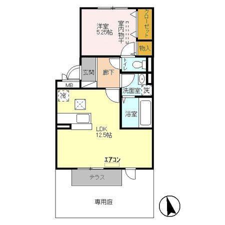 パンフレール(1LDK/1階)の間取り写真