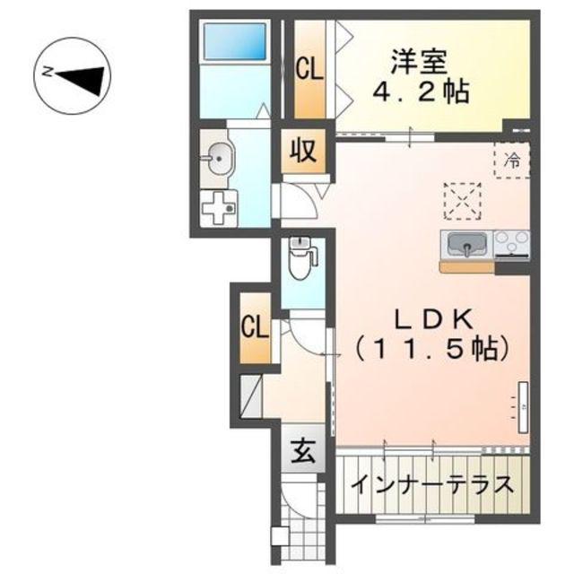 ブラン メゾンIII(1LDK/1階)の間取り写真