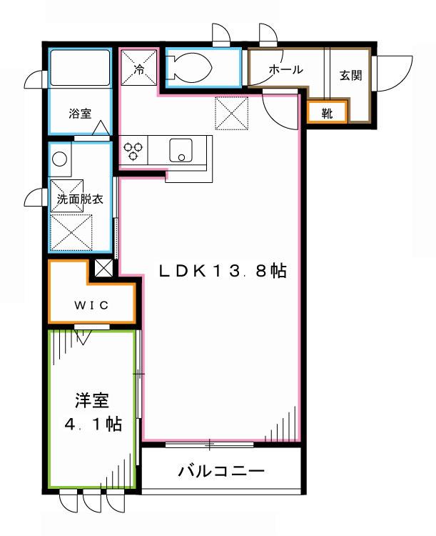 パレスみやびIII(1LDK/1階)の間取り写真