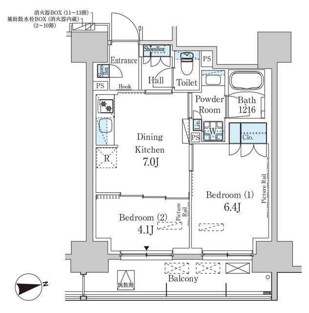 PARKAXIS蔵前・春日通(2DK/7階)の間取り写真