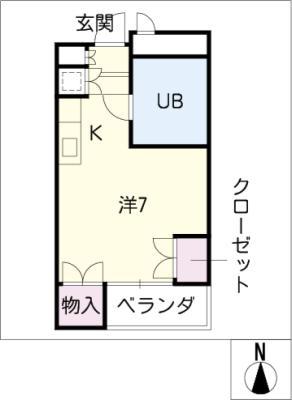 ドエル杁中(ワンルーム/4階)の間取り写真