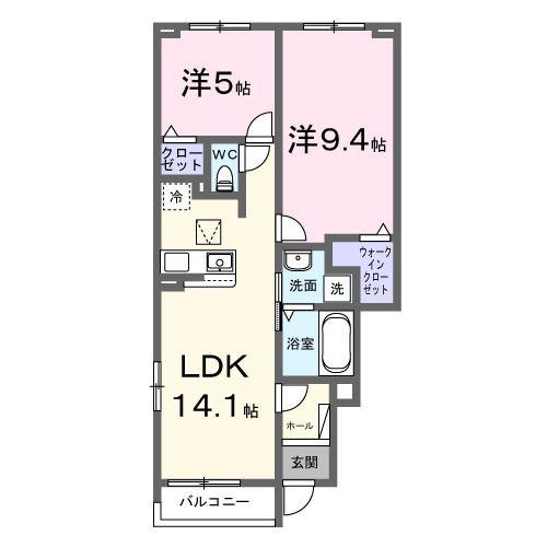 レジデンス・アスナロ(2LDK/1階)の間取り写真