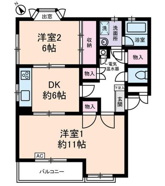 ウッドビュー上北沢(2DK/1階)の間取り写真