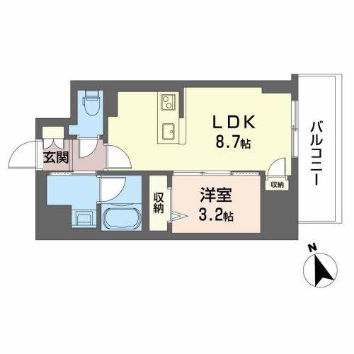 サザンクレストなんば南(1LDK/8階)の間取り写真