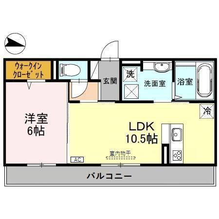 ファミリオール B棟(1LDK/1階)の間取り写真