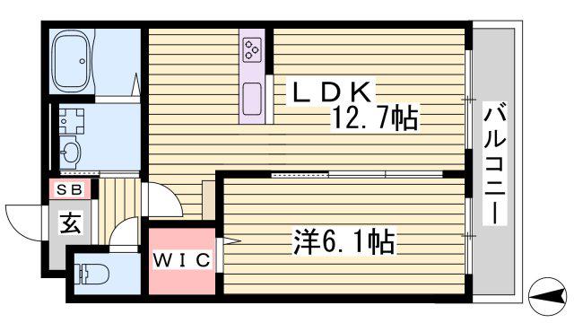シエスタ別館サウス(1LDK/3階)の間取り写真