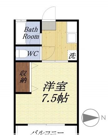 コーポ十字路(1K/1階)の間取り写真