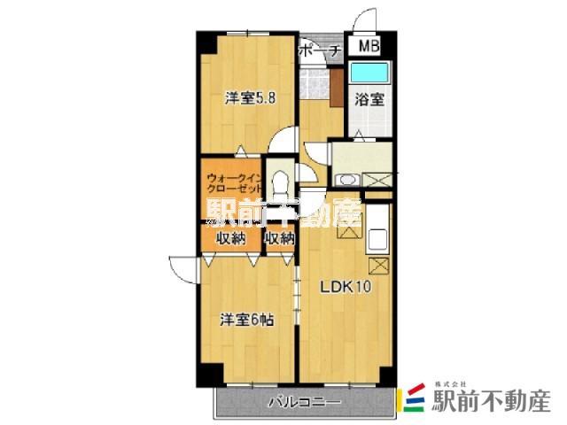 プレジデント陶山(2LDK/2階)の間取り写真