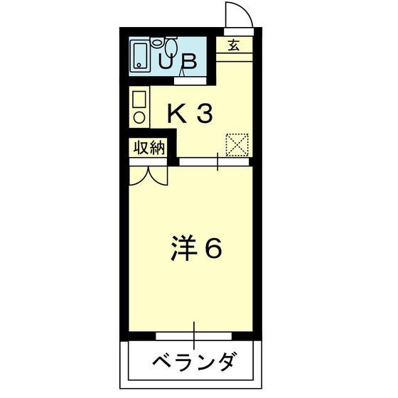 コーポひがし(1K/2階)の間取り写真