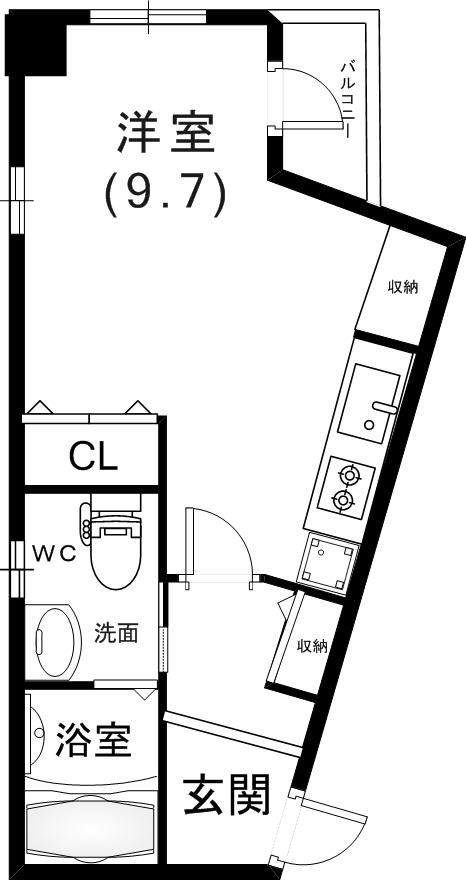 クロス磯上公園(ワンルーム/4階)の間取り写真