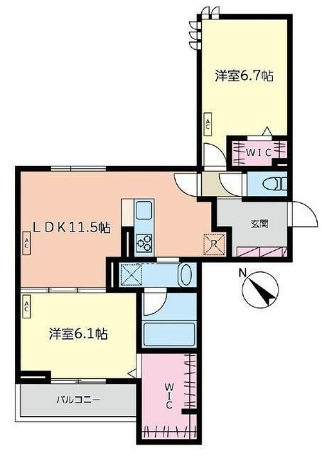 LUSSOIII(2LDK/2階)の間取り写真