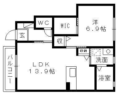 GARO(1LDK/1階)の間取り写真