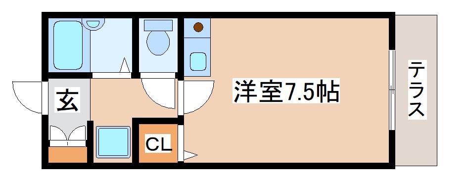 月見山ハイツ(ワンルーム/1階)の間取り写真
