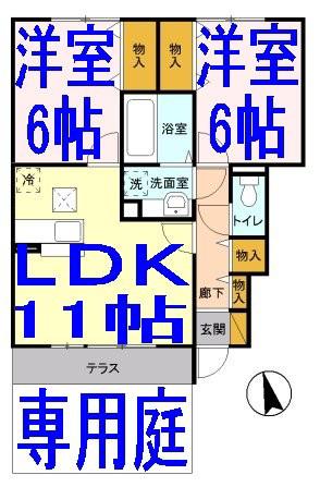 ヘルシーホーム(2LDK/1階)の間取り写真