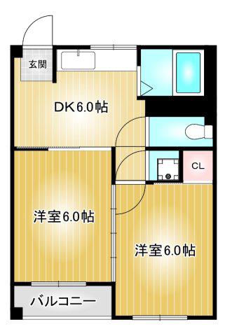 明治第一ビル(2DK/2階)の間取り写真