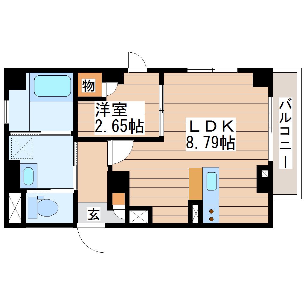 ラシーネ錦町(1LDK/5階)の間取り写真