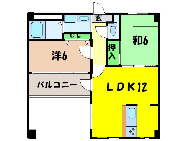 アレグレット高石(2LDK/5階)の間取り写真