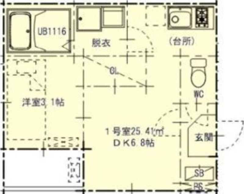 ハーモニーテラス押木田町(1DK/1階)の間取り写真