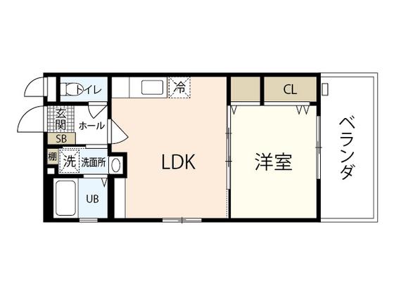 グリーンハイツ比治山(1DK/3階)の間取り写真