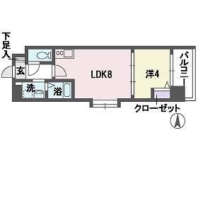 アミューゼ博多(1LDK/2階)の間取り写真