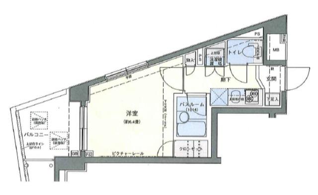 ロアール中野(1K/4階)の間取り写真